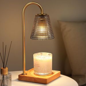 Lampe chauffe-bougie noire et or avec minuterie et variateur d'intensité, idéale pour les cadeaux d'anniversaire pour femmes, mamans, ou comme décoration de maison neuve, style vintage. - Product Image 1