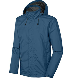 Men's Nylon Stand Collar <b>Rain</b> <b>Jacket</b> Waterproof Canvas Windbreaker with Zipper & Embroidery Decoration for Walking - Product Image 2