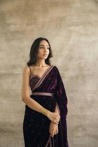 Indian Banarasi Velvet Ethnic Fancy Designer Wedding Saree with <b>Sequins</b> Work for Women Trendy Outfit - Product Image 3