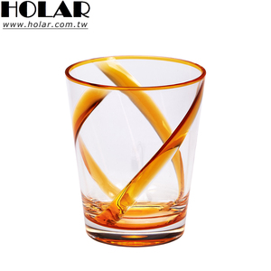 [Holar] Taiwan Made Vintage Amber Swirl Stripes Design Reusable Shatterproof 15oz <b>Plastic</b> <b>Cups</b> for Outdoor Party Poolside - Product Image 1