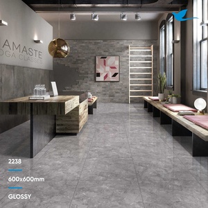Water Resistant at Factory Price 600*600mm Porcelain Floor Tile Grey High Gloss Marble Look Tiles From Leading Supplier - Product Image 1