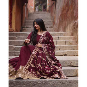 Robes de soirée de créateur, robe de soirée avec dupatta, look élégant - Product Image 5