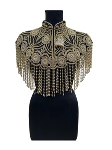 Nouvelle conception de cape-poncho en dentelle perlée et sequins, tissu en maille 100% coton, motif élégant et romantique - Product Image 2
