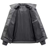 Veste en cuir véritable pour homme, coupe slim, imperméable, style motard, col montant, fermeture éclair, design avec patch brodé, couleur unie