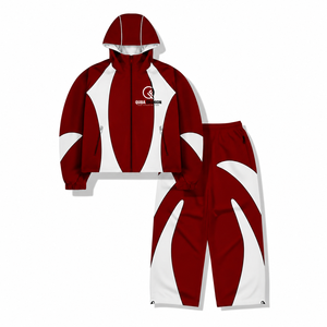 Ensemble de survêtement deux pièces coupe-vent streetwear premium personnalisé, poids moyen, oversize, patchwork, respirant, imperméable, écologique - Product Image 2