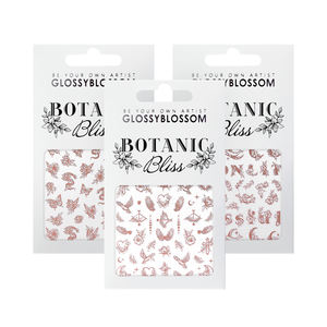 GLOSSYBLOSSOM Botanic 4mix Nail Deco Stickers Fondo de 4 colores con marco de holograma Mariposa Serpiente Flor Luna Obeject - Product Image 4