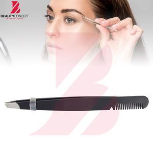 แหนบดึงขนคิ้วอเนกประสงค์สีดำ สแตนเลส ทรงเออร์โกโนมิกส์ ปลายเฉียงแม่นยำ พร้อมหวี - Product Image 5