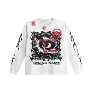 Personnalisable blanc chemise à manches longues 3D numérique graphique conceptions marque nom Streetwear mode pour unisexe automne 100% coton - Product Image 1