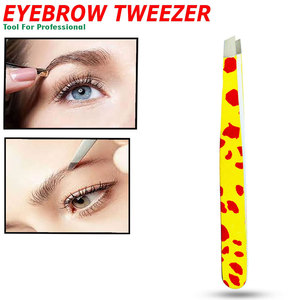 Pince à épiler professionnelle en acier inoxydable avec manche jaune, outil de précision pour l'épilation des sourcils - Product Image 4