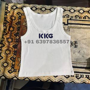 Camiseta sin mangas de algodón con bordado de letras personalizadas para mujer, top corto acanalado, camiseta casual de verano, chaleco para mujer - Product Image 1