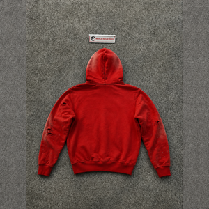 Sweat à capuche zippé RED ANGEL GRAPHIC, style streetwear, imprimé décontracté pour l'automne, effet vieilli, moderne, tendance, avec motifs artistiques rouges - Product Image 5