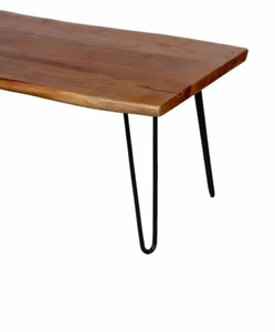 Offre spéciale, pieds en métal au design moderne, plateau en bois, Table basse de faible hauteur, Table d'appoint pour meubles de salon - Product Image 5