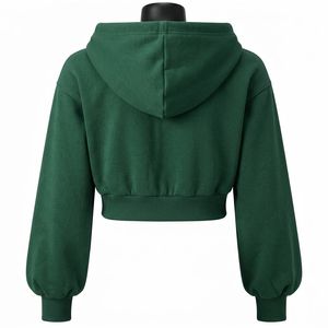 High Quality Women's Long Sleeve Zipper Hooded <b>Crop</b> <b>Top</b> Breathable Gym Custom Logo <b>Crop</b> <b>Top</b> <b>Hoodies</b> - Product Image 3