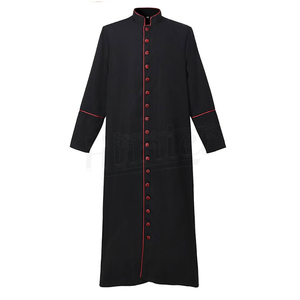 Soutane de prêtre personnalisée noire à manches longues en polyester brodé, style européen, uniforme de clergé toutes saisons, haute qualité, OEM - Product Image 5