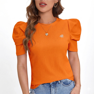 Nuevo Diseño 2026, Top Corto para Mujer, Blusa Casual Elegante, Personalizable con Logotipo, Camiseta de Mujer con Estampado DTG y Mangas Abullonadas - Product Image 5