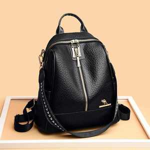 Women's Classic Style Polyester Barrel-shaped Backpack Zipper Closure Large Capacity Shoulder Strap for Everyday Office Use - Product Image 3