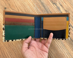 Cartera de bloqueo RFID de cuero reciclado de alta calidad, cartera plegable delgada para hombre, Cartera de piel de vaca de gran capacidad, tarjetas de identificación de monedas en efectivo - Product Image 3