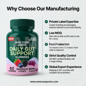 Complément alimentaire probiotique en gommes, formule végétalienne, marque privée, fournisseur en gros - Product Image 4