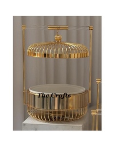 Maravilloso Diseño de Recipiente para Calentar Comida de Acero Inoxidable en Color Dorado, Vajilla para Servir Comida - Product Image 1