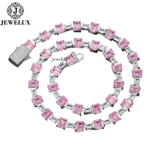 Luxury Iced Luxury Moissanite <b>Statement</b> <b>Necklace</b> 18K Gold Filled Emerald Cut Geometric Link Chain Women's Party Jewelry For Sale - Product Image 2