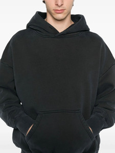 Sweat-shirt à capuche noir surdimensionné unisexe, coupe classique, en coton French Terry, couleur unie, avec poche, pour l'automne - Product Image 5
