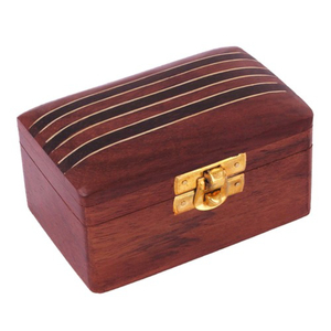 Wholesale Handmade Sheesham Wooden Jewelry Box Vintage Solid <b>Wood</b> <b>Jewellery</b> Storage Case with Brass Clasp Lock and Striped Inlay - Product Image 1