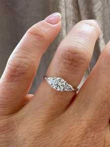 Custom 0.50ct Lab Grown Diamond 3 Stone <b>Ring</b> 14K 18K Solid Gold Teardrop Accent Band Wholesale B2B Bridal Jewelry Factory Price - Product Image 4