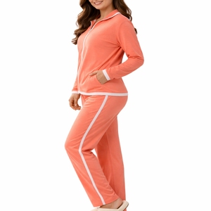 Women Custom Solid Color Contrast Stripe Tracksuit <b>Zip</b> <b>Up</b> <b>Jacket</b> & Jogger Pants Set Modern Style Breathable Tracksuit For Women - Product Image 3