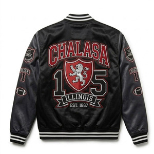 Chaqueta Varsity de Satén con Bordado de Alta Calidad y Estilo Encaje para Hombre, Ropa de Invierno, Chaqueta Bomber de Poliéster Satinado para Hombre - Product Image 2