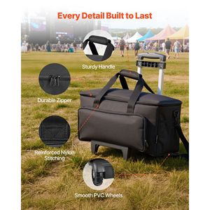 Borsa Imbottita 1680D per Attrezzatura Musicale con Ruote, 6 Divisori Staccabili, Custodia da Viaggio per DJ e Professionisti - Product Image 6