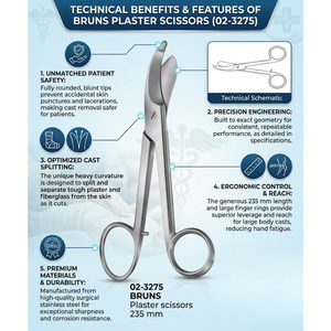 Tijeras para Yeso Bruns de Alta Resistencia, 235 mm, Acero Inoxidable, Tijeras Ortopédicas para Yeso, Hoja Dentada - Product Image 2