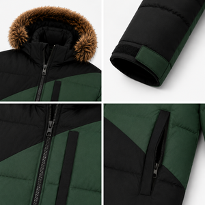 Veste d'hiver pour homme OEM, imperméable, en tissu ripstop, avec rembourrage, patch personnalisé, capuche en fausse fourrure amovible - Product Image 4