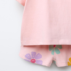 Conjunto de 2 Piezas para Bebés Niñas, Camiseta y Pantalones Cortos de Algodón, Estampado Floral, Ropa de Verano, Cuello Redondo, Manga Corta, Conjunto de Ropa Transpirable y Bonito - Product Image 5