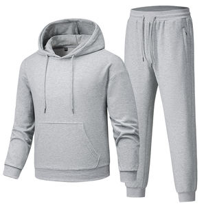 Ensemble de survêtement décontracté pour homme avec logo personnalisé, séchage rapide, respirant, 100 % coton molletonné, grande taille, à capuche, personnalisable - Product Image 2