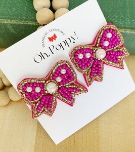 Pendientes de Aro con Lazos Bonitos, Bordados a Mano con Cuentas, Elegantes, para Bodas, Fiestas, Eventos Festivos, Regalos, Joyería de Moda - Product Image 1