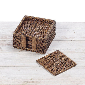 Ensemble de sous-verres en rotin tressé à la main, tendance actuelle, sous-verres écologiques naturels, décoration d'intérieur, vente en gros, fournisseur d'usine - Product Image 1