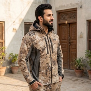 Chaqueta de Caza con Capucha Camuflada, Chaqueta Softshell para Senderismo al Aire Libre, Sublimada, Ligera, Impermeable, Cortavientos, con Cierre, Fabricante OEM ODM - Product Image 3
