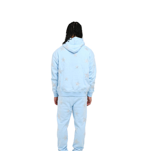 Conjunto Deportivo con Capucha Azul Claro para Hombre, Estampado de Estrellas Brillantes, Ropa Casual de Longitud Completa, 100% Algodón, Estilo Primavera, Corte Regular - Product Image 2