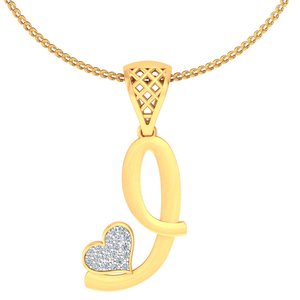 Yellow Gold Diamond Pendant With Heart Cut Center For Women's Everyday Wear - Product Image 1