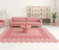 Tapis de luxe en laine tufté à la main avec support en latex, design abstrait, sur mesure pour salon