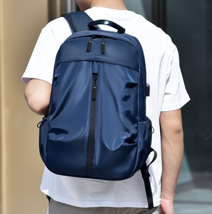 Minimalist Black Nylon Laptop <b>Backpack</b> with Water Resistance 20-39L Capacity Unisex Shoulder Straps Zipper Closure - Product Image 6
