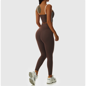 <b>High</b> <b>Waist</b> Full Length Solid Color Knitted Stretch <b>Leggings</b> Women's Yoga Pants All Seasons Basic Style - Product Image 4
