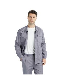Combinaison de travail unisexe en coton bleu marine, anti-poussière, avec poches poitrine, fermeture boutonnée, grande taille, détection des aiguilles, fusion sans couture - Product Image 5