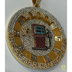 Collier pendentif station-service de luxe avec pierres imitation diamant et style hip-hop tendance - Product Image 3
