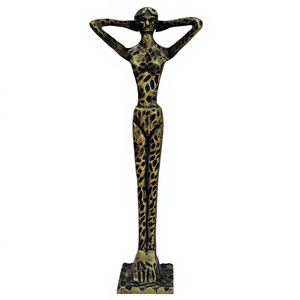 Estatua de Mujer Desnuda con Estampado de Leopardo en Aluminio Hecha a Mano, Figura Art Deco, Escultura Decorativa Moderna para Hogar u Oficina - Product Image 1