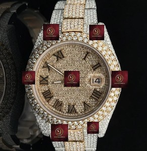 Montre de luxe SHREEJI JEWELS en or blanc avec diamants, 42 mm, analogique, mécanique, affichage de la date automatique, bracelet en acier inoxydable, étanche 3 BAR - Product Image 1
