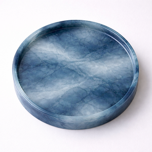 Bandeja Redonda de Resina Azul con Efecto Mármol, de Última Moda y Gran Venta, para Mesa de Comedor, Cocina y Decoración del Hogar - Product Image 5