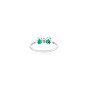 OEM ODM Unique Design Trillion Cut Emerald & Round Diamond K14 White Gold Bow <b>Ring</b> <b>Stacking</b> New Arrivals May Birthstone Jewelry - Product Image 6