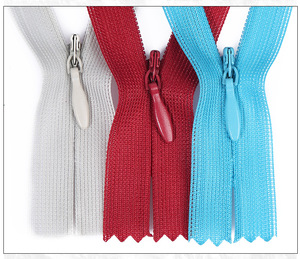Prix bas, couleur personnalisée en usine, vente en gros 3 #   Fermetures éclair invisibles en nylon à extrémités fermées pour vêtements, fermetures éclair discrètes - Product Image 5