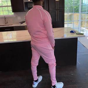 Men's Slim Fit Tracksuit Set Custom Sportswear <b>Zip</b> <b>Up</b> <b>Jacket</b> Jogger Pants Reflective Piping Athletic Training Wear OEM Wholesale - Product Image 2